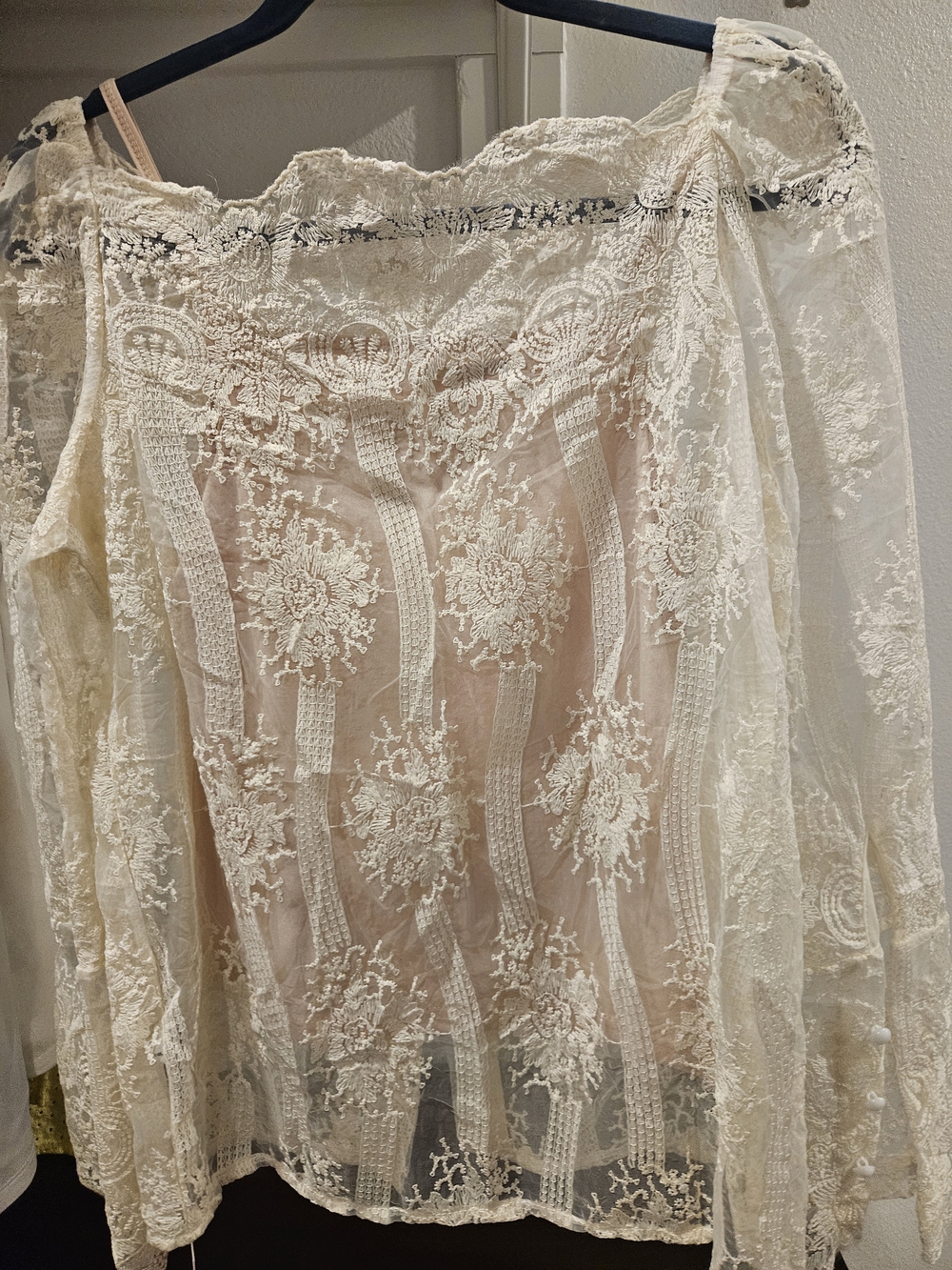 Chicwish Ivory Lace Sheer Floral Blouse